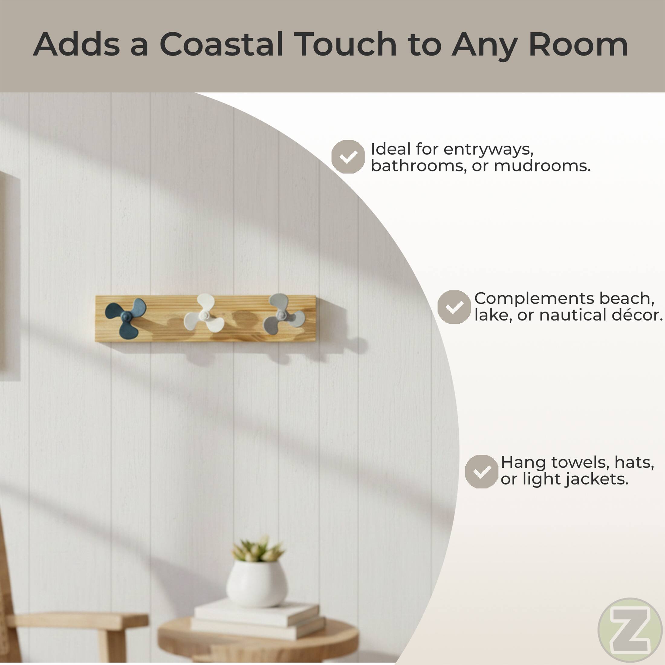 Adds a Coastal Touch to Any Room

- Ideal for entryways, bathrooms, or mudrooms.
- Complements beach, lake, or nautical décor.
- Hang towels, hats, or light jackets.