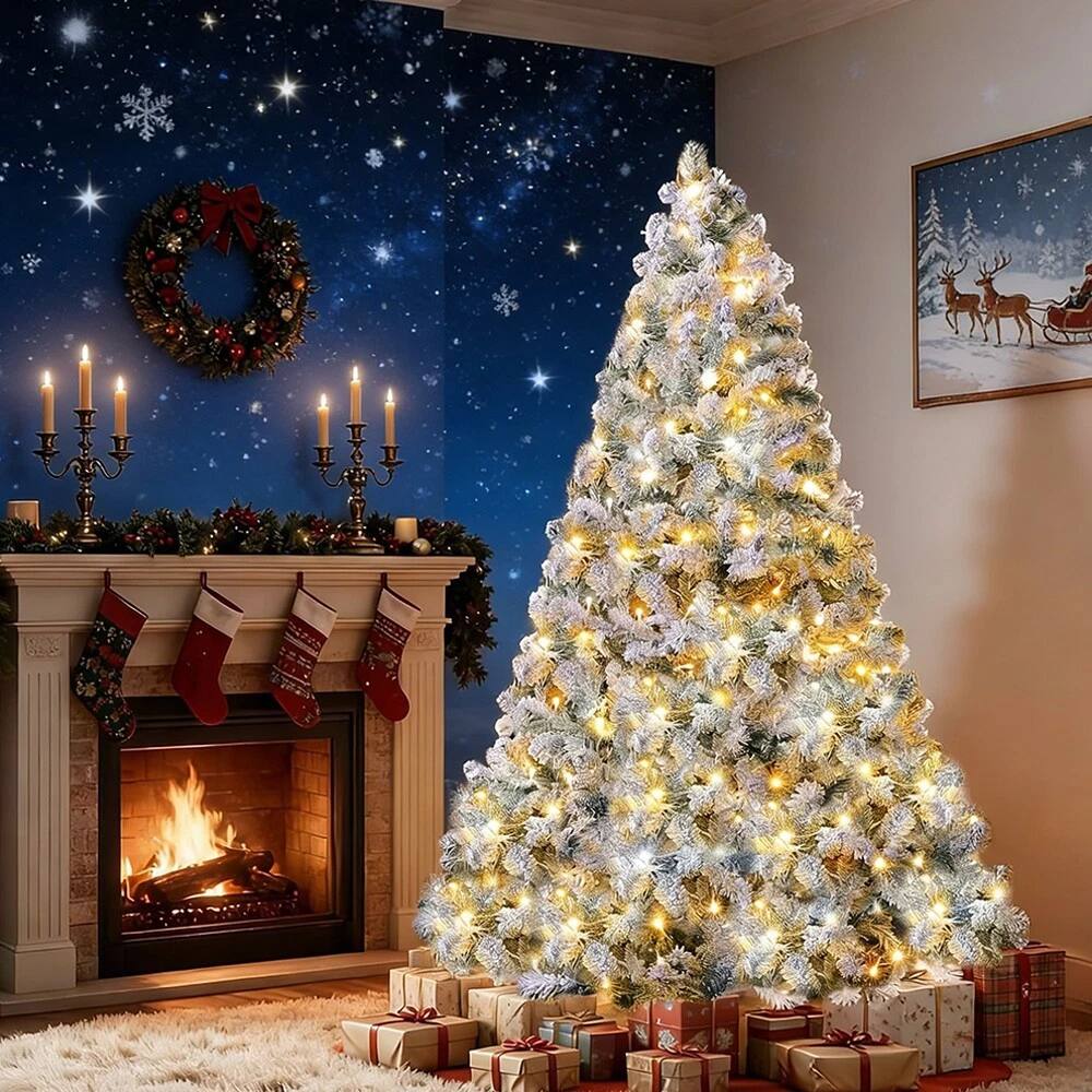 Front. NOVAROOT - 6FT Christmas Tree Artificial Pre-Lit Fake Xmas Tree Home Decor - White.
