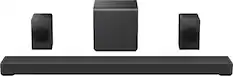 Front. TCL - Q95K Q Class 11.1.4 Channel Dolby Atmos Soundbar with Wireless Dual-Driver Subwoofer and Satellite Speakers - Black.