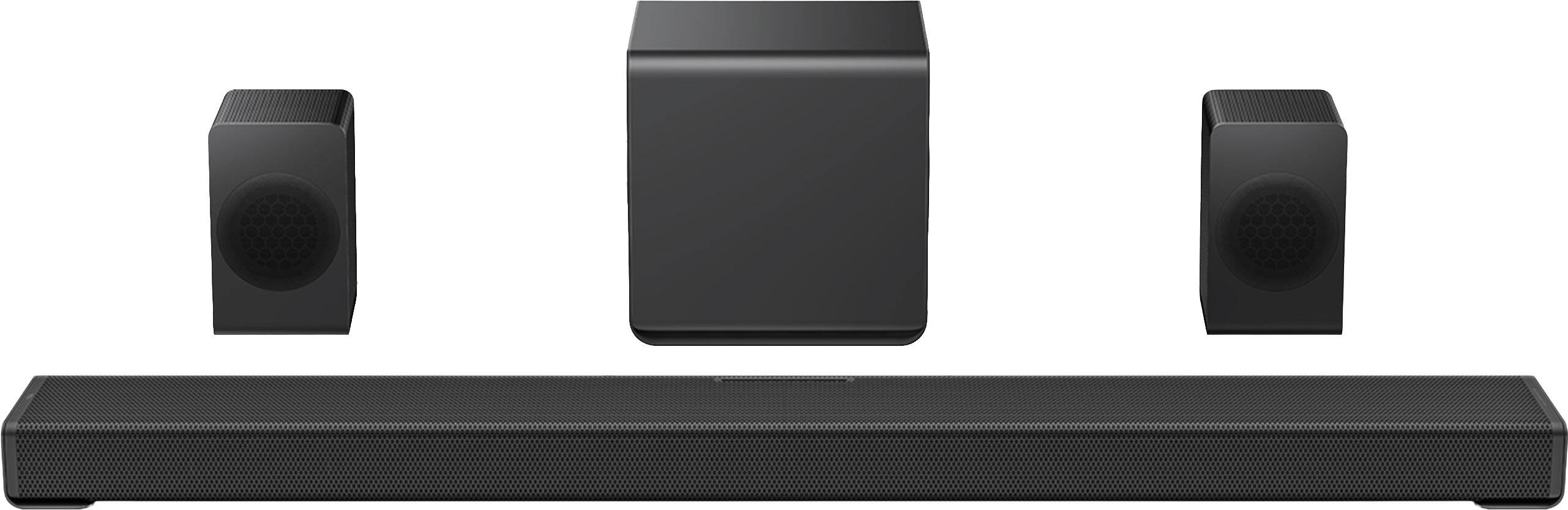 Front. TCL - Q95K Q Class 11.1.4 Channel Dolby Atmos Soundbar with Wireless Dual-Driver Subwoofer and Satellite Speakers - Black.
