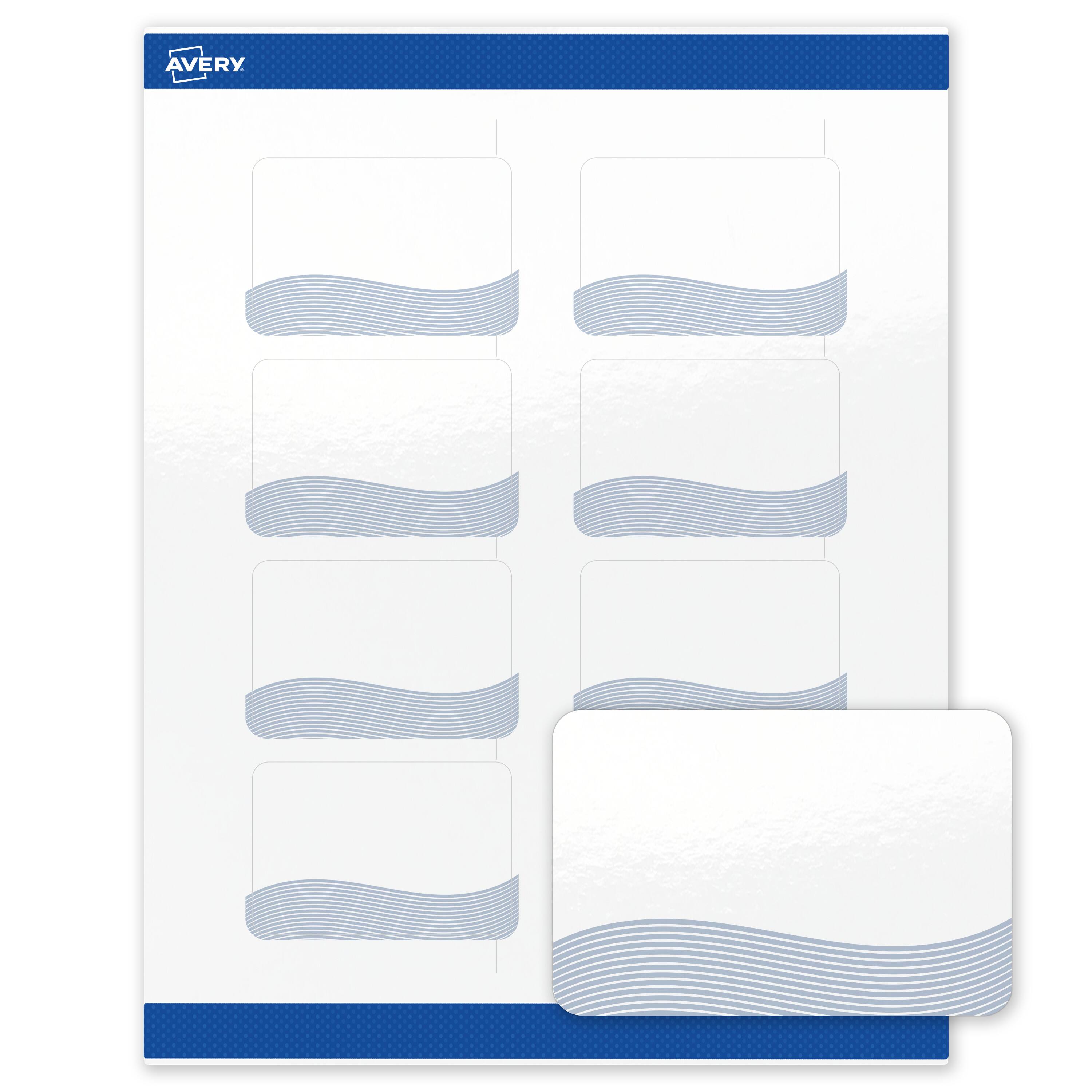 Front. Avery - Avery Rectangle Labels, Colorful Design, 2" x 3", Glossy, Blue Waves - White.