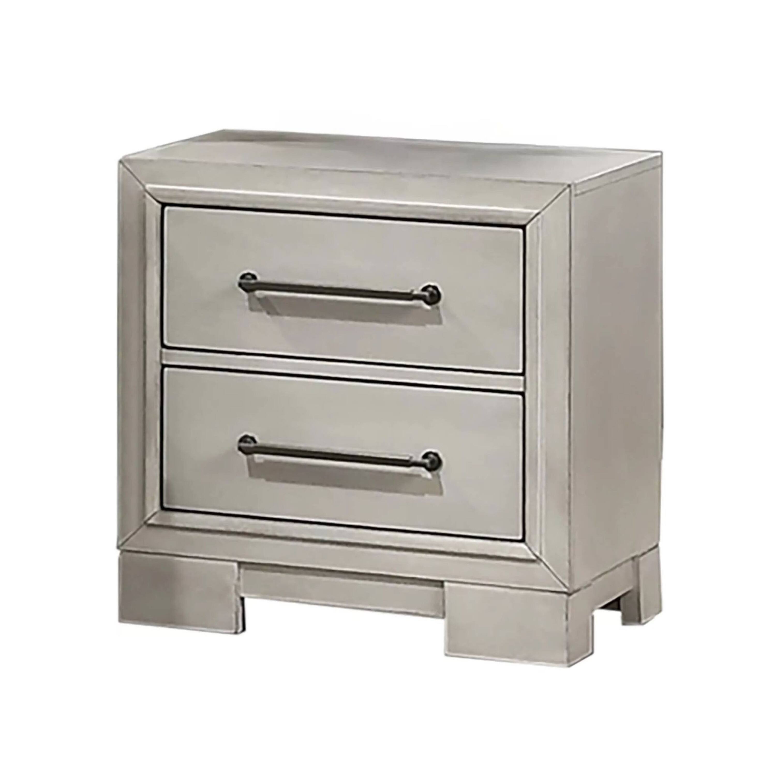 Alt View 1. Manhattan Lane - Jaxen Nightstand End Table, Rubberwood, 2 Drawers, 23 Inch - Antique White.