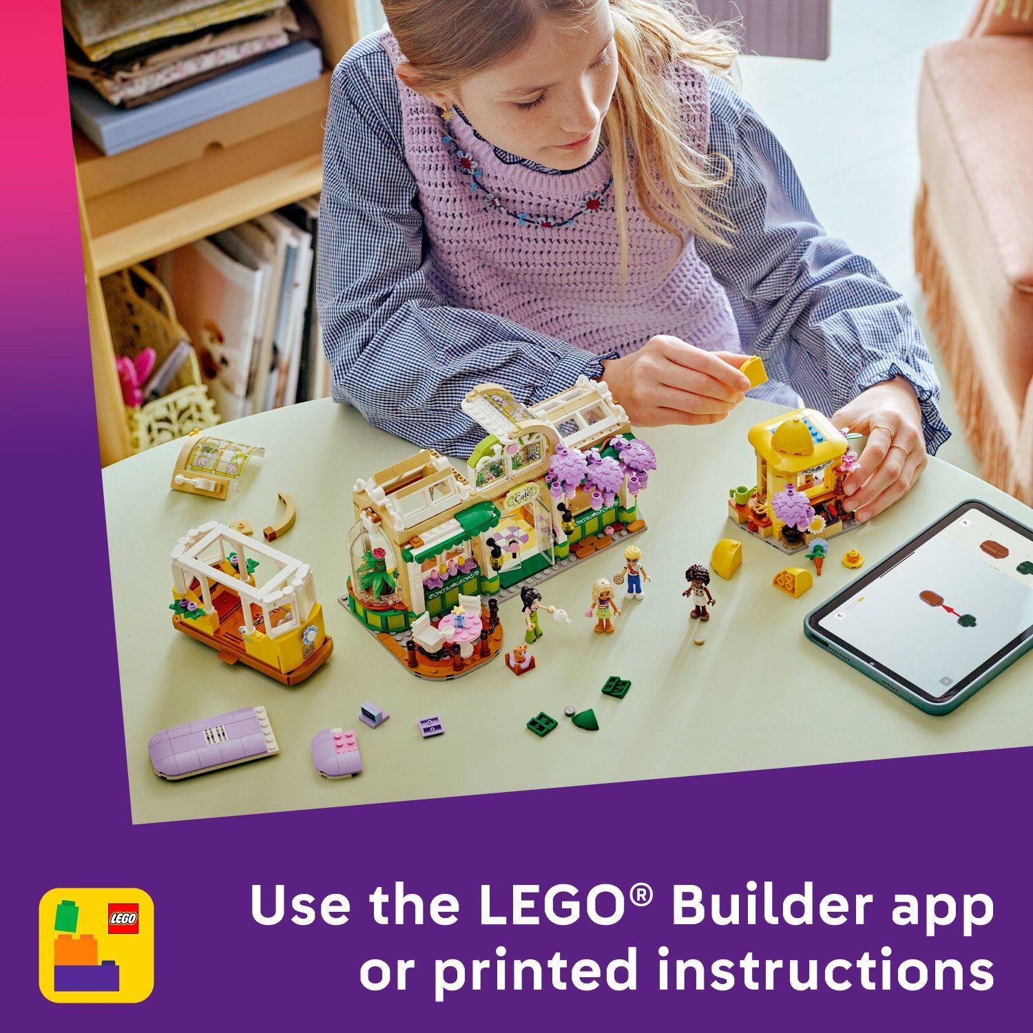 Use the LEGO Builder app or printed instructions.