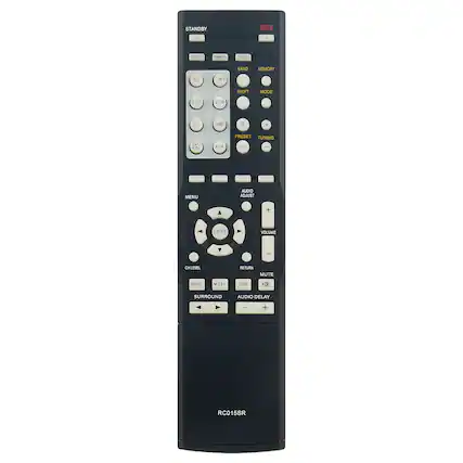 STANDBY
ON
SLEEP
DIMMER
STATUS
BAND
MEMORY
SHIFT
MODE
PRESET
TUNING
DVD
VCR
TV
GAME
SAT
CBL
AUX
AUDIO
ADJUST
MENU
ENTER
VOLUME
CHLEVEL
NIGHT
M-DAX
SURROUND
AUDIO DELAY
RETURN
MUTE
TONE
RC015SR