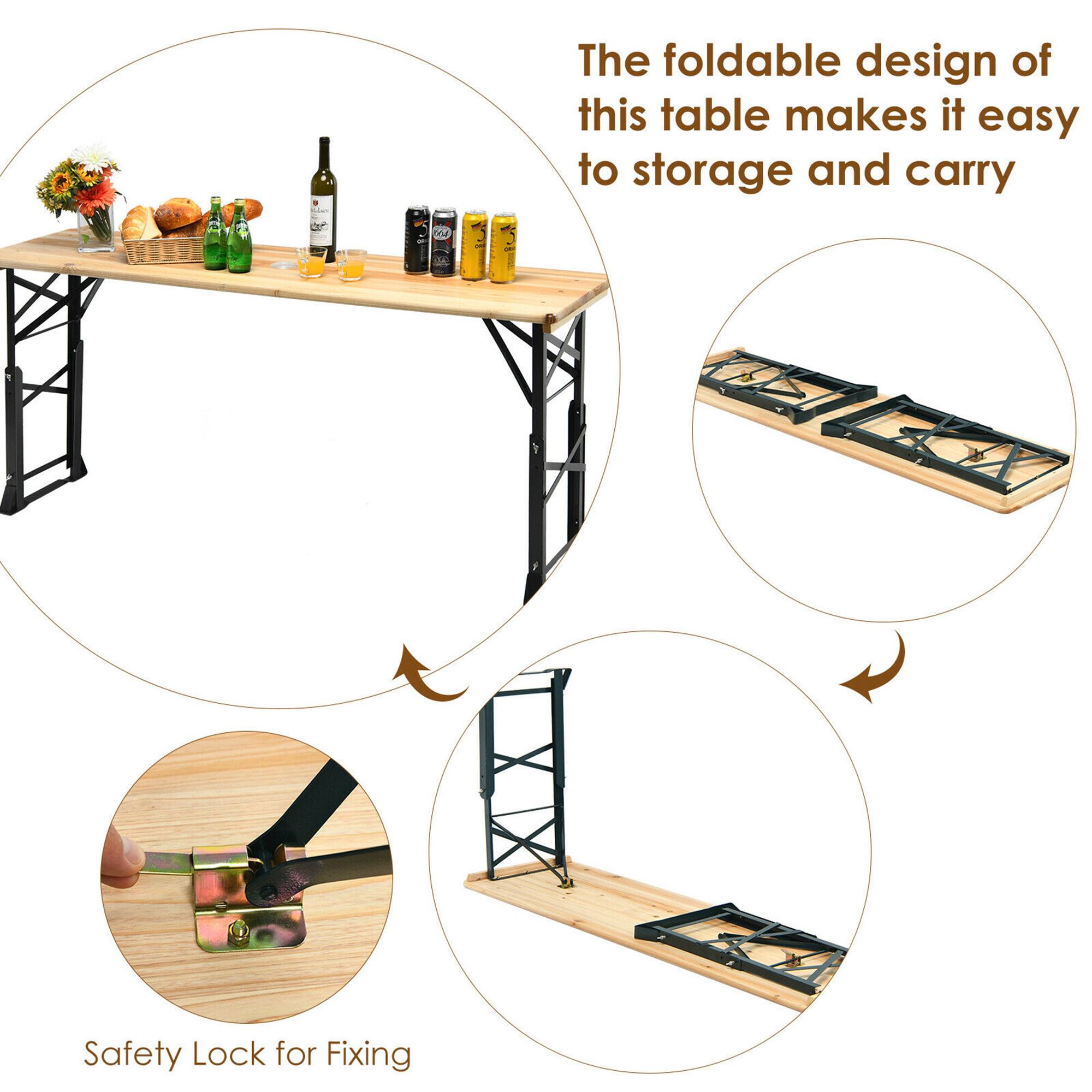 The foldable design of this table makes it easy to storage and carry.

Safety Lock for Fixing