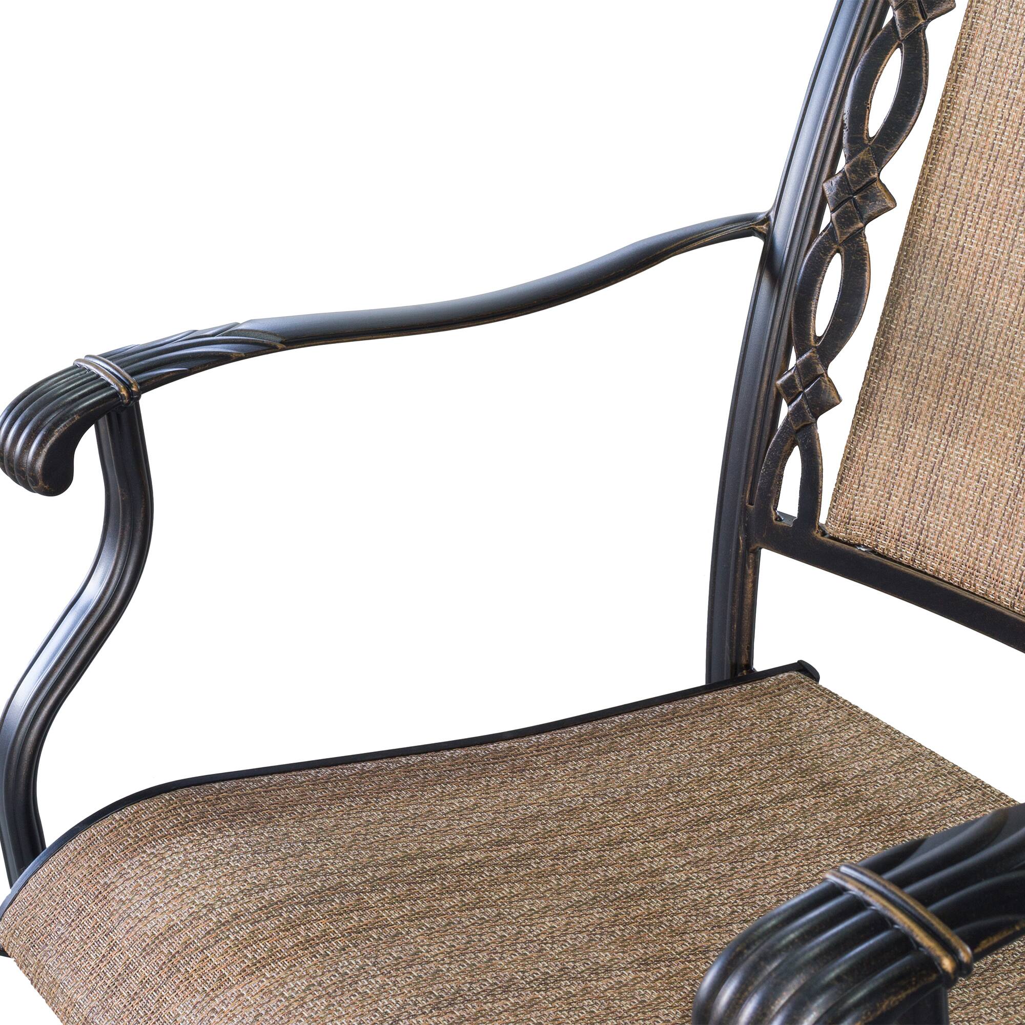 Alt View 5. Mondawe - 2-Piece Outdoor Patio Cast Aluminum Swivel Sling Chair - Black+Brown.