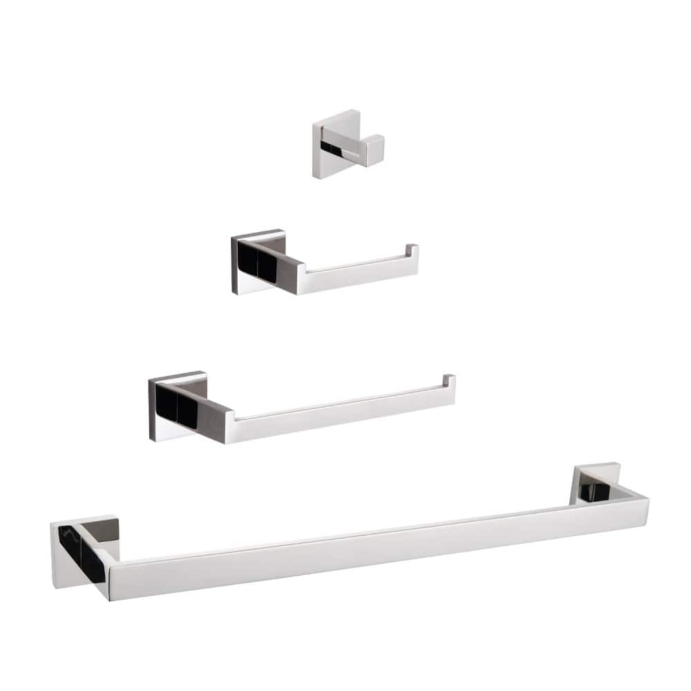 JUJABU - 4- Piece Bathroom Hardware Set - Chrome