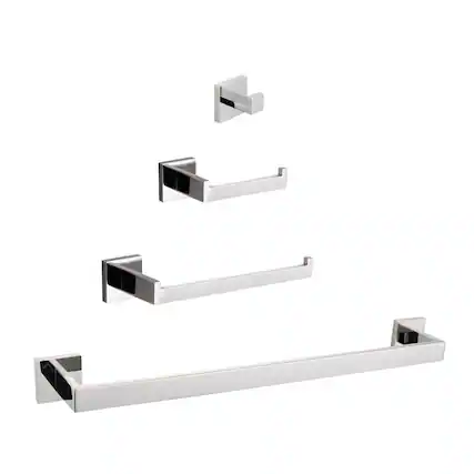 Front. JUJABU - 4- Piece Bathroom Hardware Set Chrome - Chrome.
