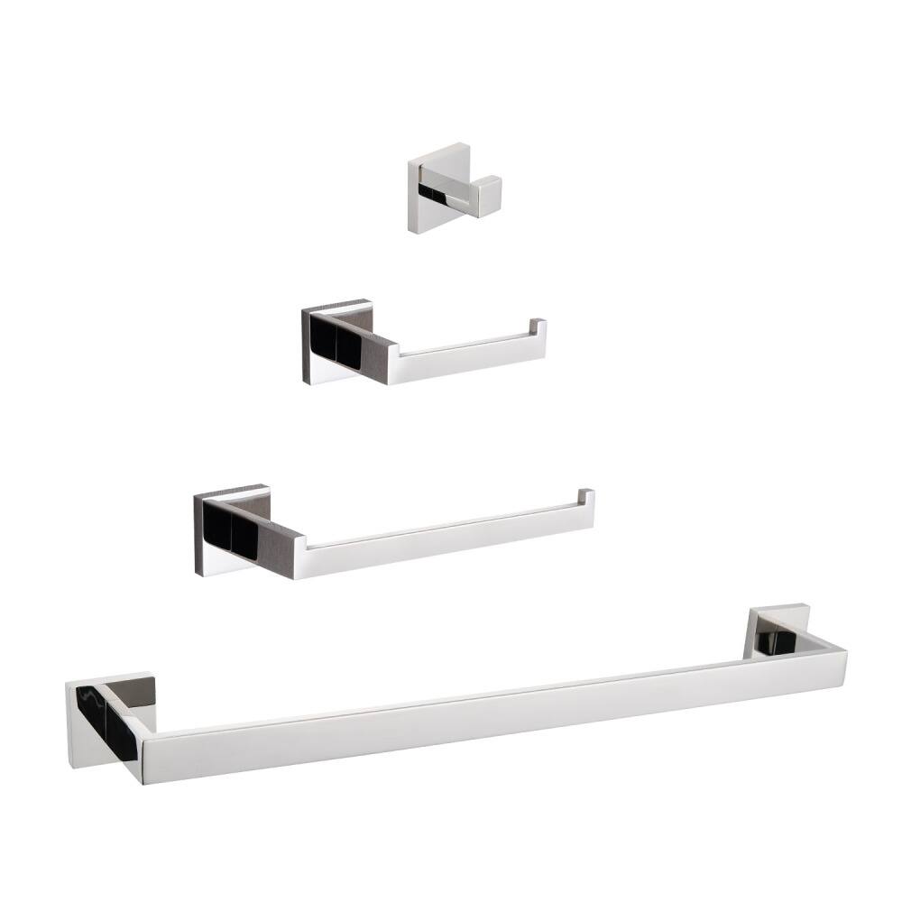 Front. JUJABU - 4- Piece Bathroom Hardware Set Chrome - Chrome.