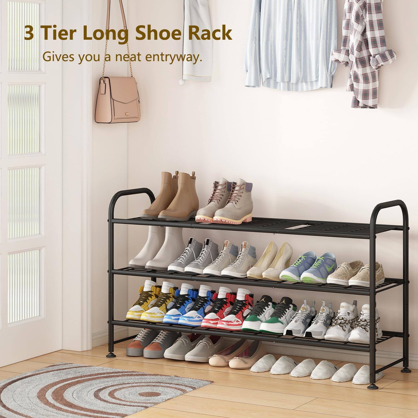 3 Tier Long Shoe Rack  
Gives you a neat entryway.