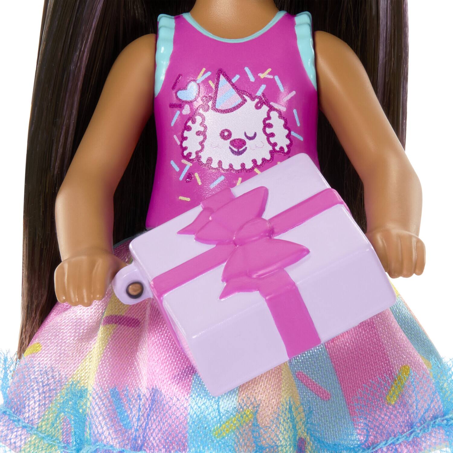 Alt View 3. Mattel - Barbie Club Chelsea Birthday-Themed Small Doll with Party Accessories, Brunette   - COLLECTIBLES - Multicolor.