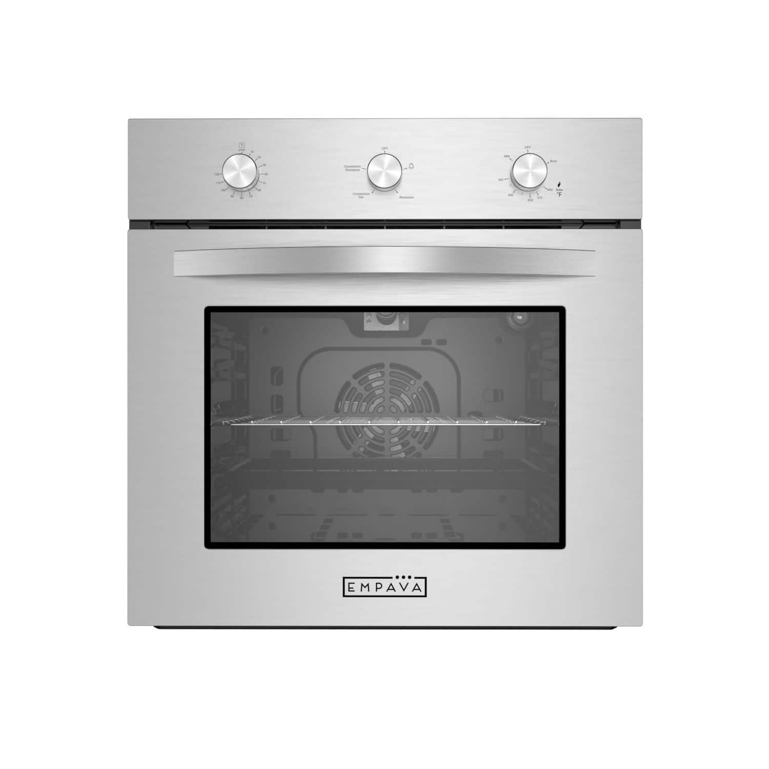 Empava - 24 in. Liquid Propane Gas Single Wall Oven 2.3 cu. ft. Capacity Knob Control Kitchen Compact Convection Oven - Stainless steel