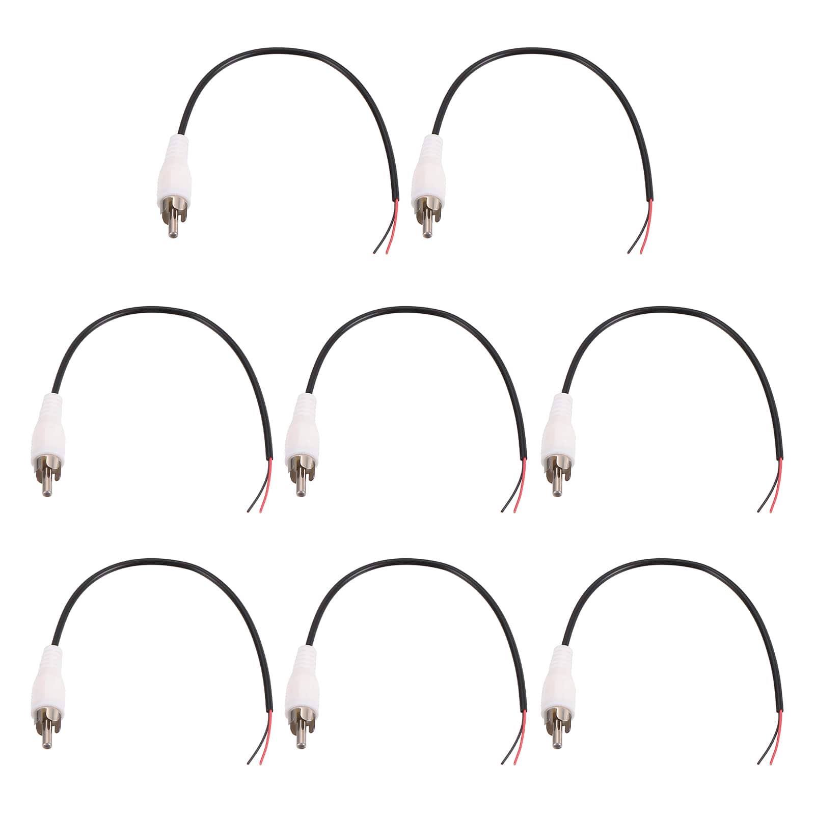 Unique Bargains - 8pcs 8in RCA Audio Subwoofer Cable, 1 RCA Male Plug to Bare Wire Open End Audio Video Speaker for Amplifier Home Theater - White