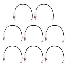 Unique Bargains - 8pcs 8in RCA Audio Subwoofer Cable, 1 RCA Male Plug to Bare Wire Open End Audio Video Speaker for Amplifier Home Theater - White