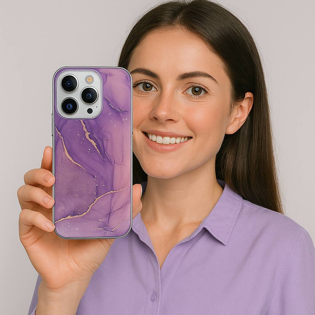 Alt View 4. SaharaCase - Inspire Seres Case Compatible with Magsafe for iPhone 15 Pro Max - Purple Marble - Purple.