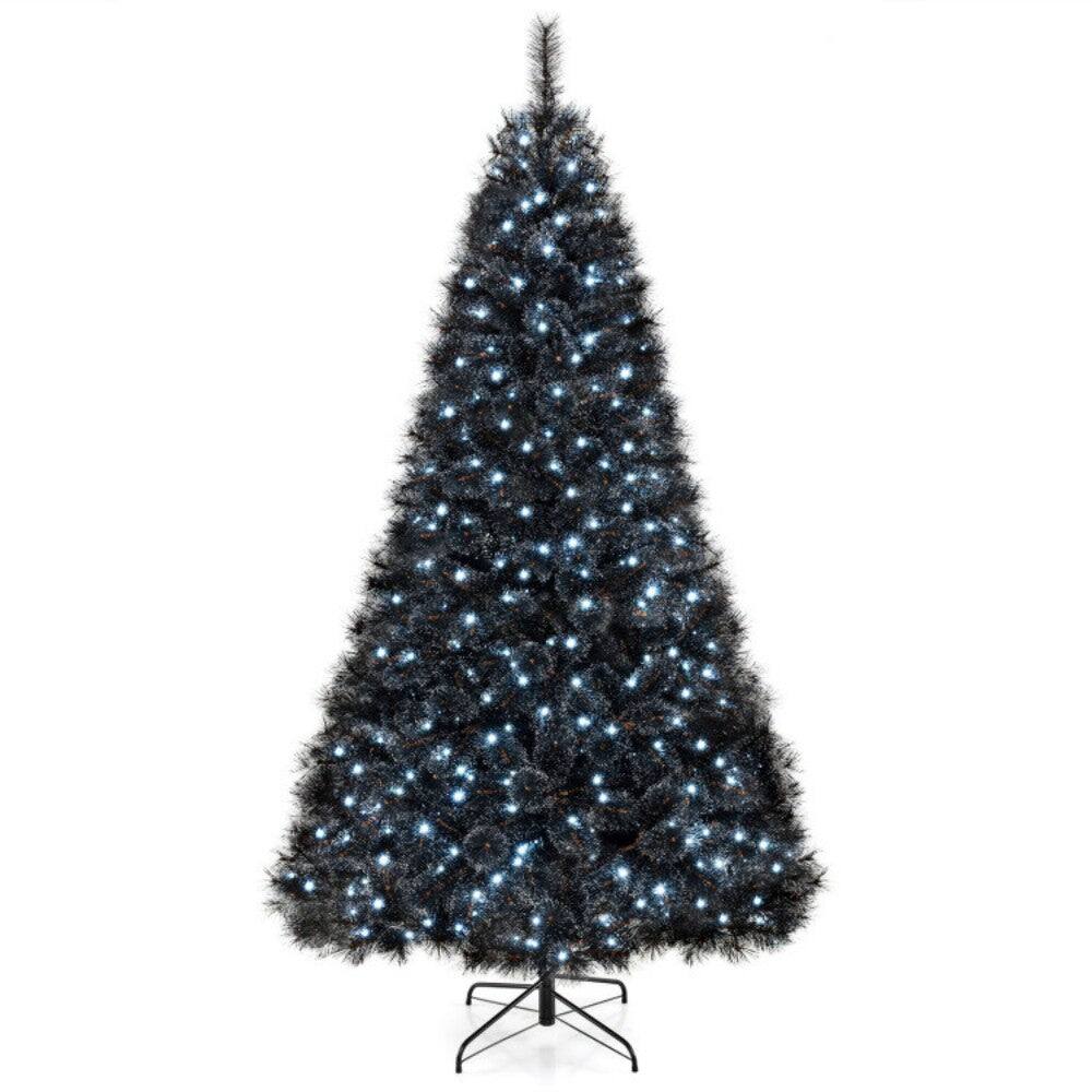Boyel Living - 8ft Halloween Christmas Tree with PVC Branch Tips and 450 White LED Lights - Black