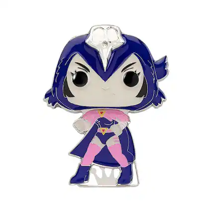 Front. Funko - DC Teen Titans 3 Inch Funko POP Pin | Raven - Purple.