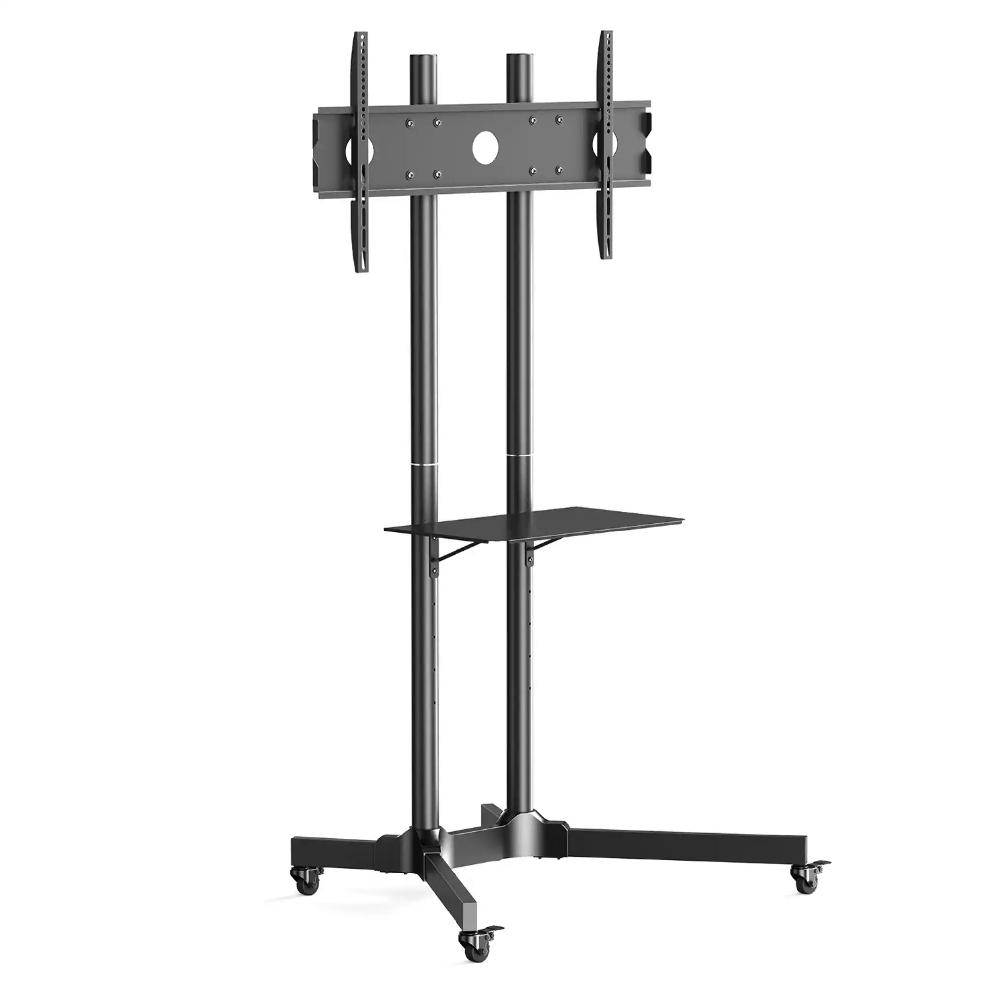 ErgoAV - Movable Height-Adjustable Cart for TVs 40" to 75" - Black