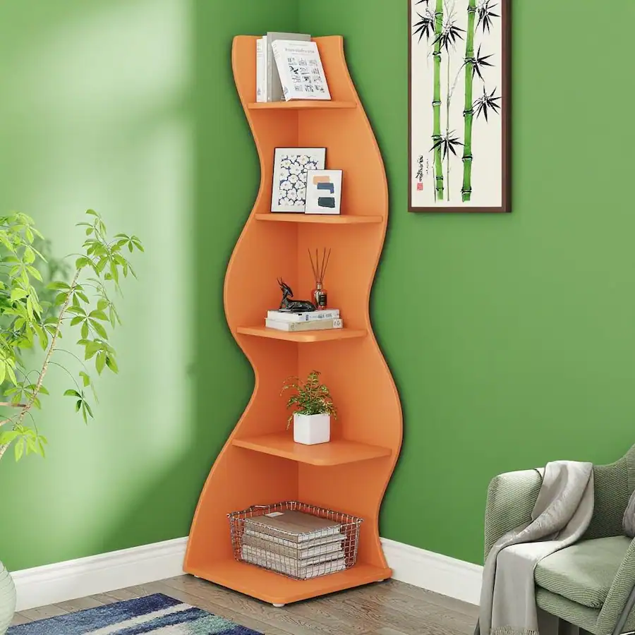 SlickBlue 5 Tier Open Shelving Rack with Streamlined Shape for Living ...