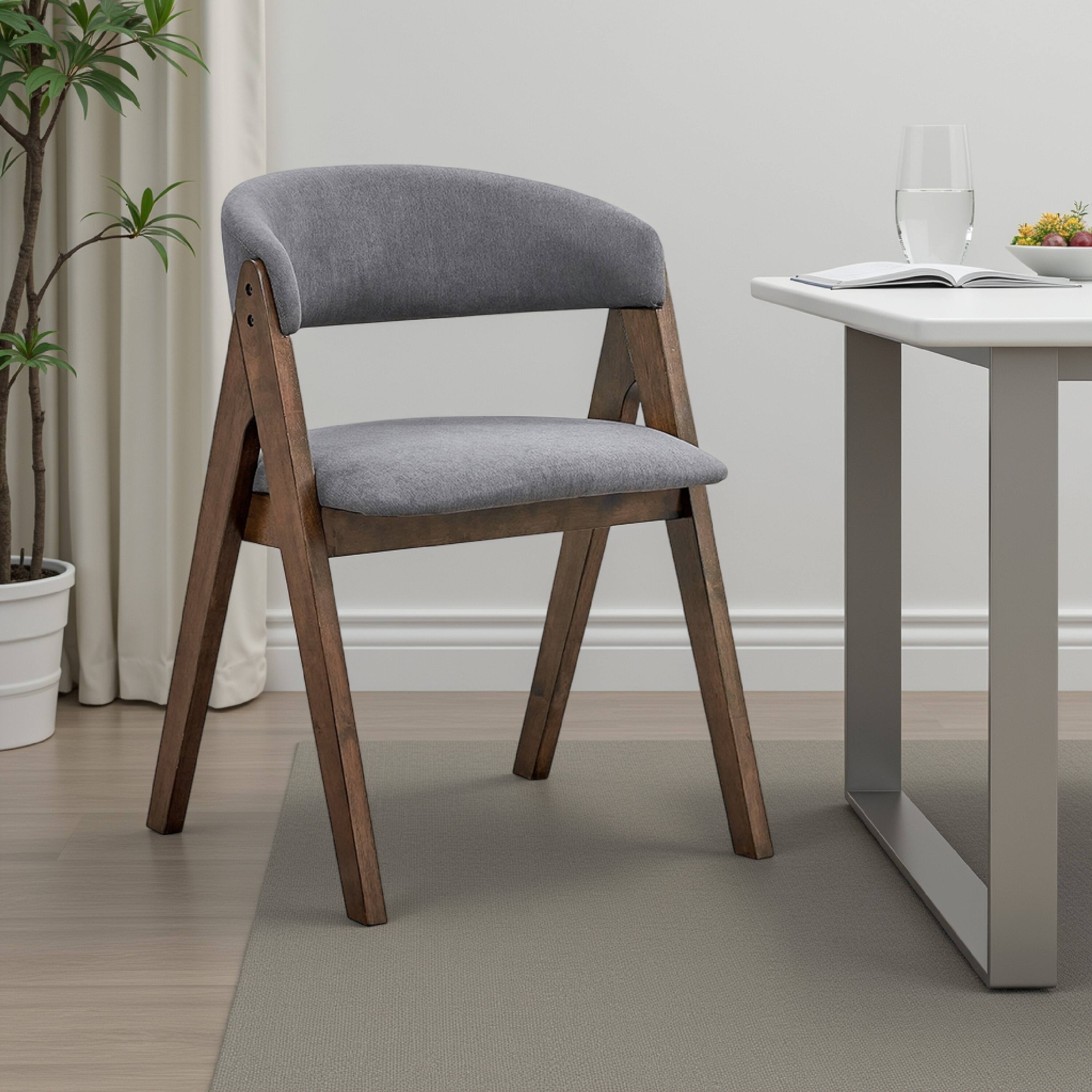 Alt View 5. Manhattan Lane - Koko Side Dining Chair Set of 2, Gray Padded Seat and Back - Walnut Brown, Gray.