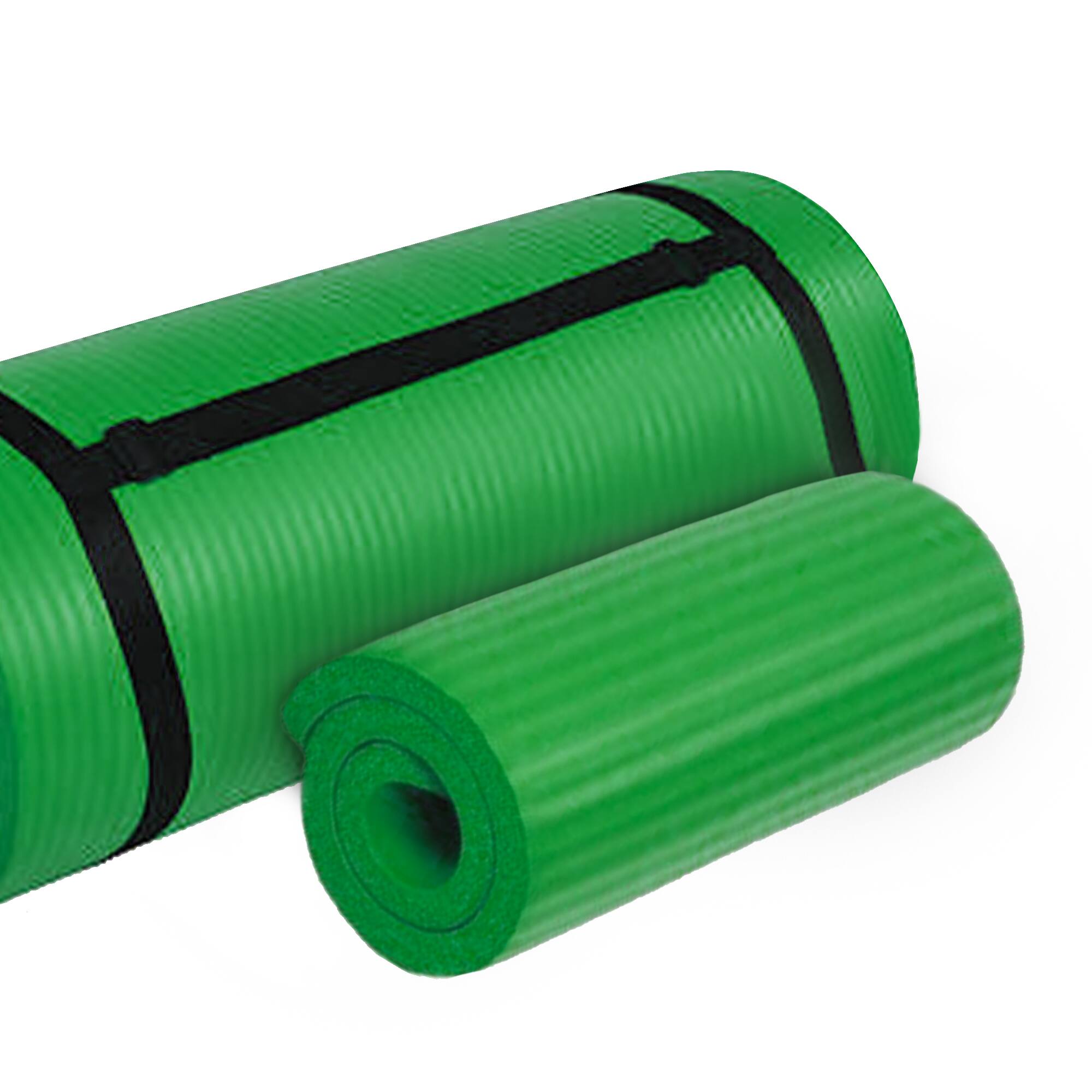 Alt View 6. BalanceFrom Fitness - BalanceFrom Fitness 1" Extra Thick Yoga Mat w/Knee Pad and Carrying Strap, Green - Green.