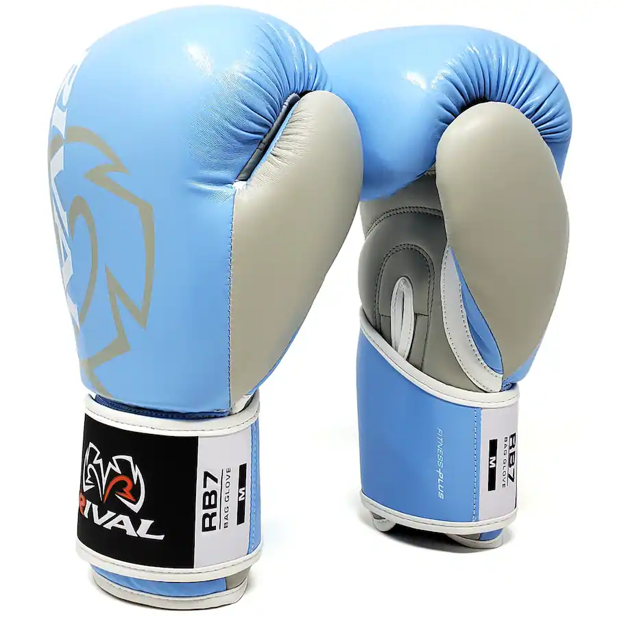Rival Rb7 RIVAL Boxing RB7 Fitness Plus Hook and Loop Bag Gloves Small Blue/Gray ...