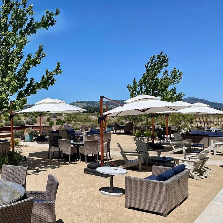 Angle. PURPLE LEAF - 11 ft. Patio Octagon Outdoor Large Cantilever Umbrella Windproof Offset Heavy Duty Sun Umbrella with Base for Garden - Cream.