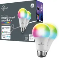 Cync A19 Smart Matter Compatible LED Light Bulb (2 Pack) - Color Changing - Full Color - Front_Zoom