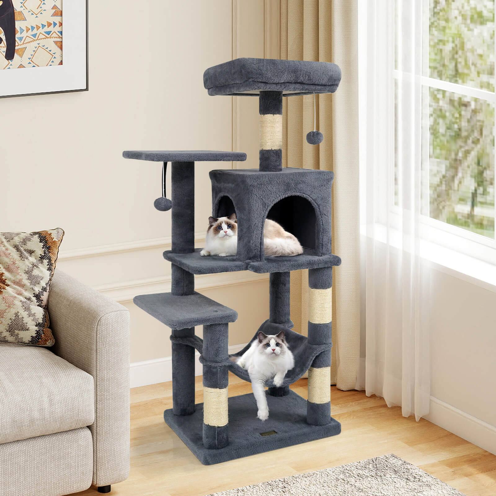Alt View 3. Costway - Costway 44" Tall Multi-level Cat Tree with Cushion Top Perch, 2-Entrance Large Cat Condo.