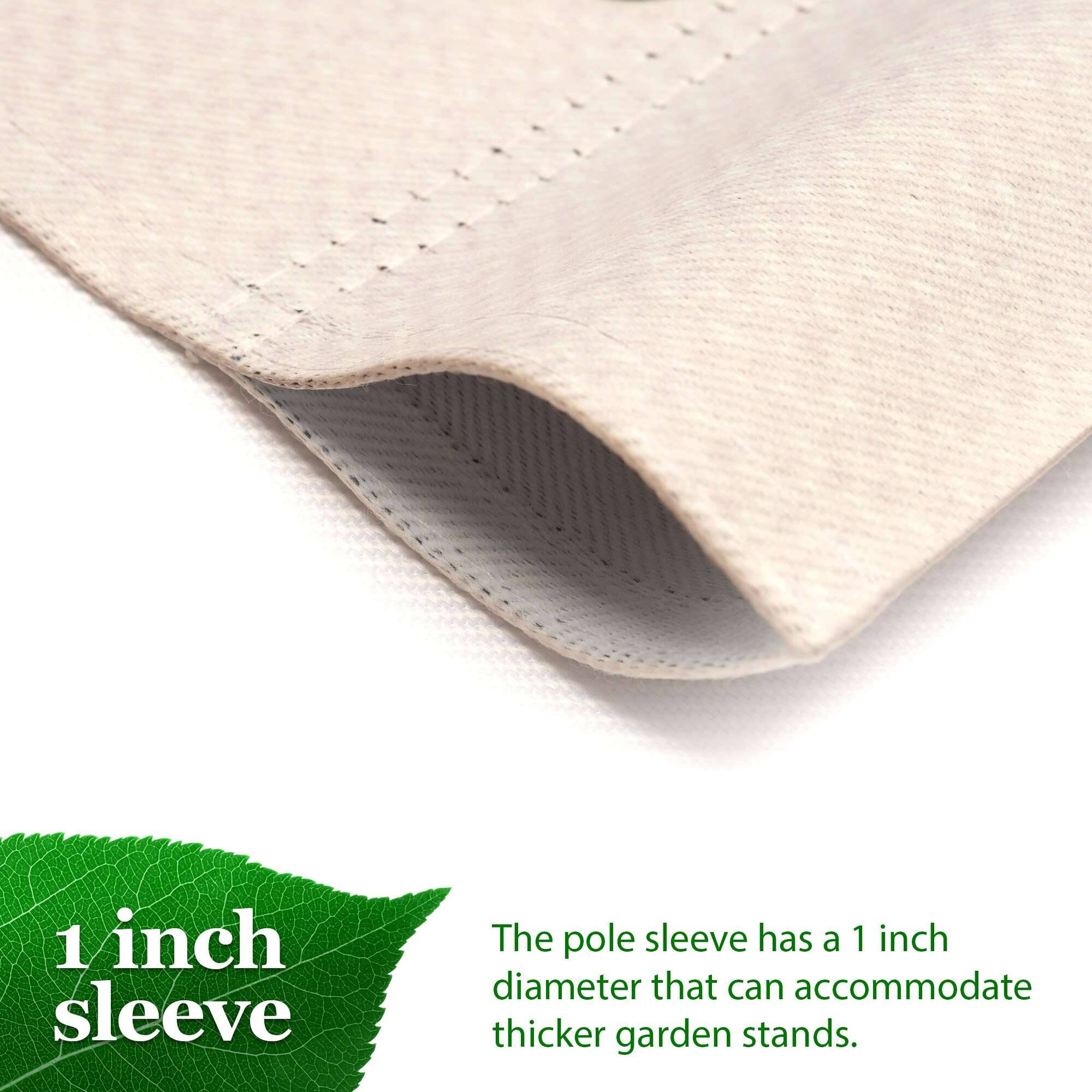 1 inch sleeve

The pole sleeve has a 1 inch diameter that can accommodate thicker garden stands.