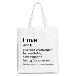 OrnamentallyYou - Love Not My Problem Anymore Definition Canvas Tote Bag, Sarcastic Gift Shopper for Exes - White