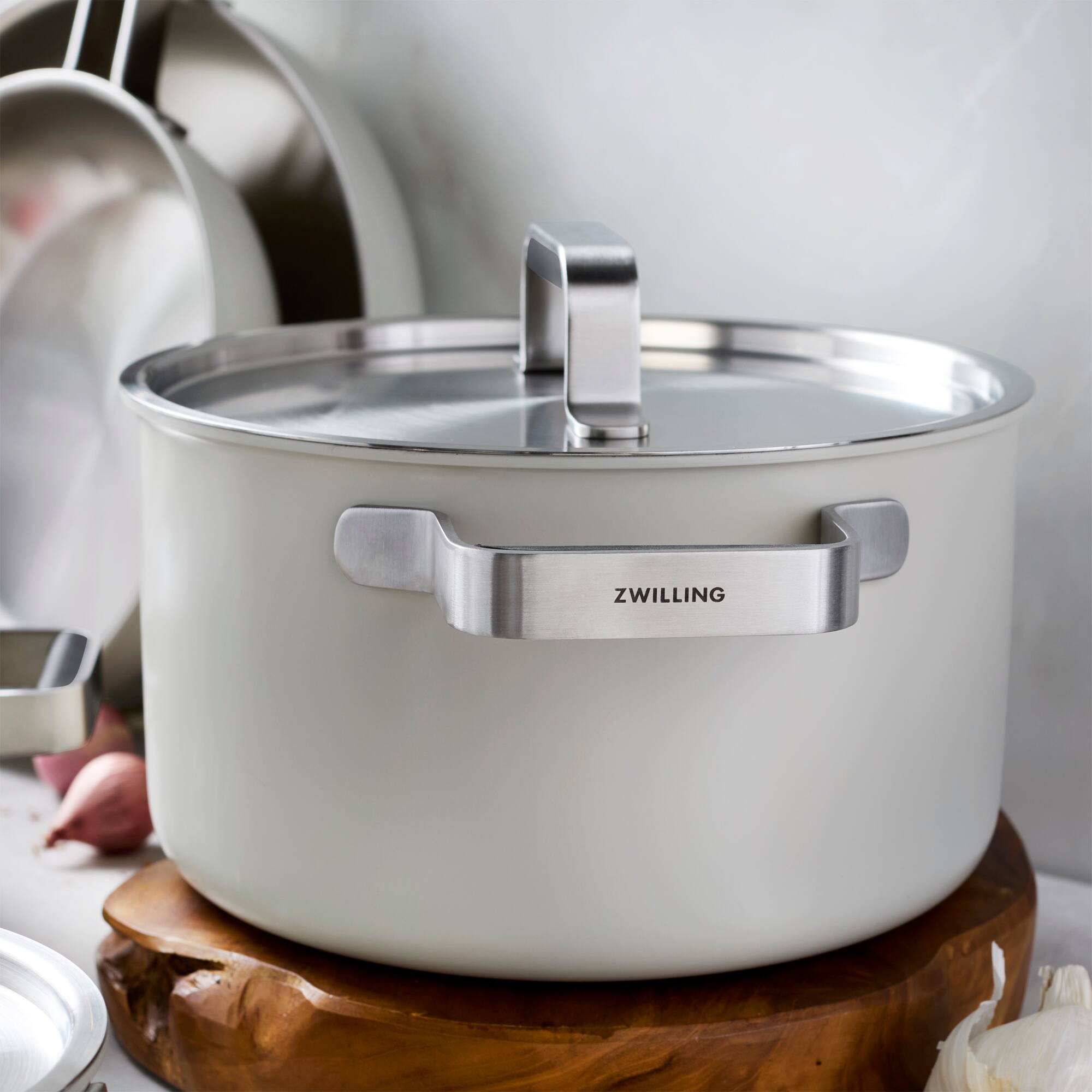 Alt View 3. ZWILLING - ZWILLING Pure 8-pc Stainless Steel Cookware Set, Ivory - Ivory.