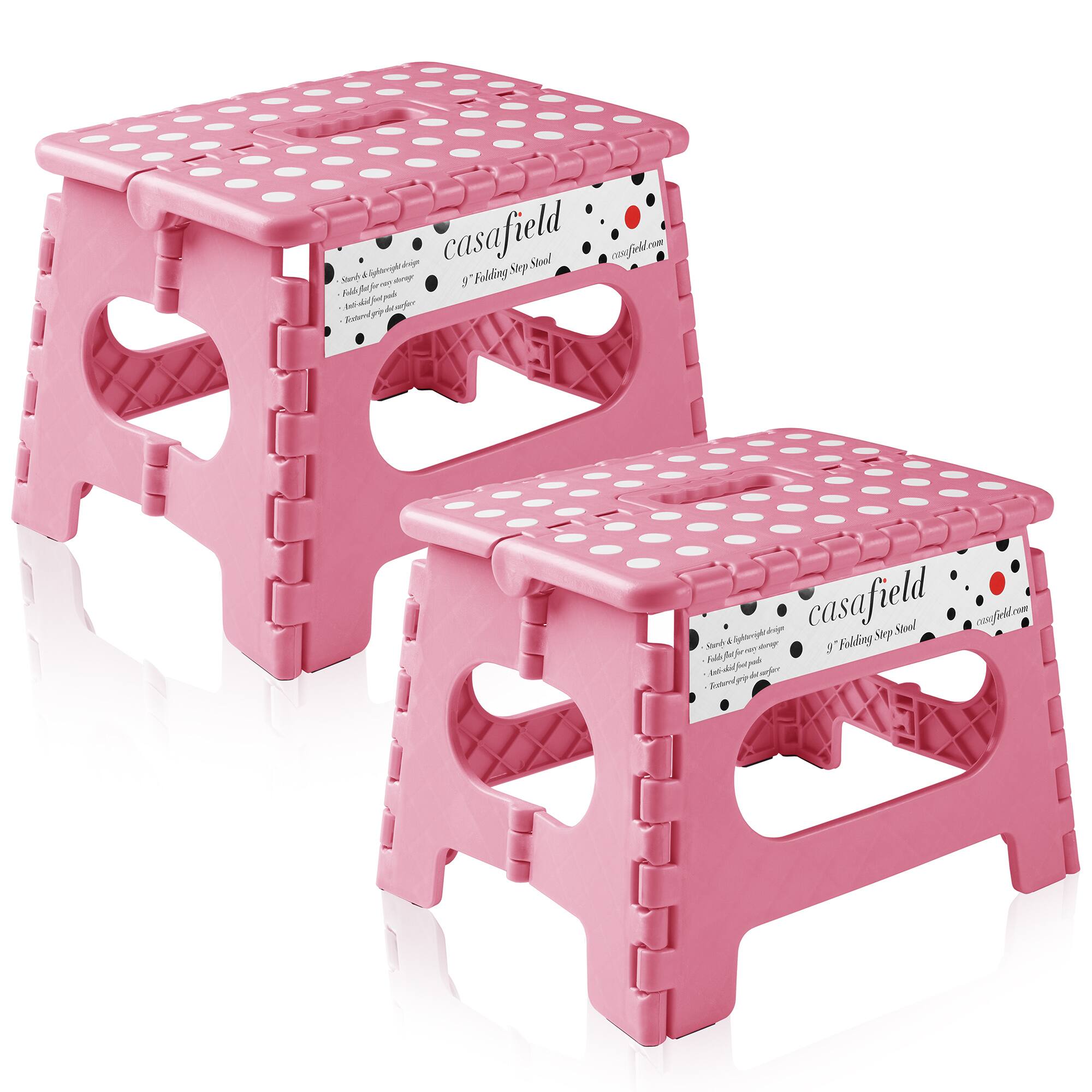 casafield  
9" Folding Step Stool  

Safe & durable design  
Folds flat for easy storage  
Lightweight & portable  
Robust grip for safety  

casafield.com