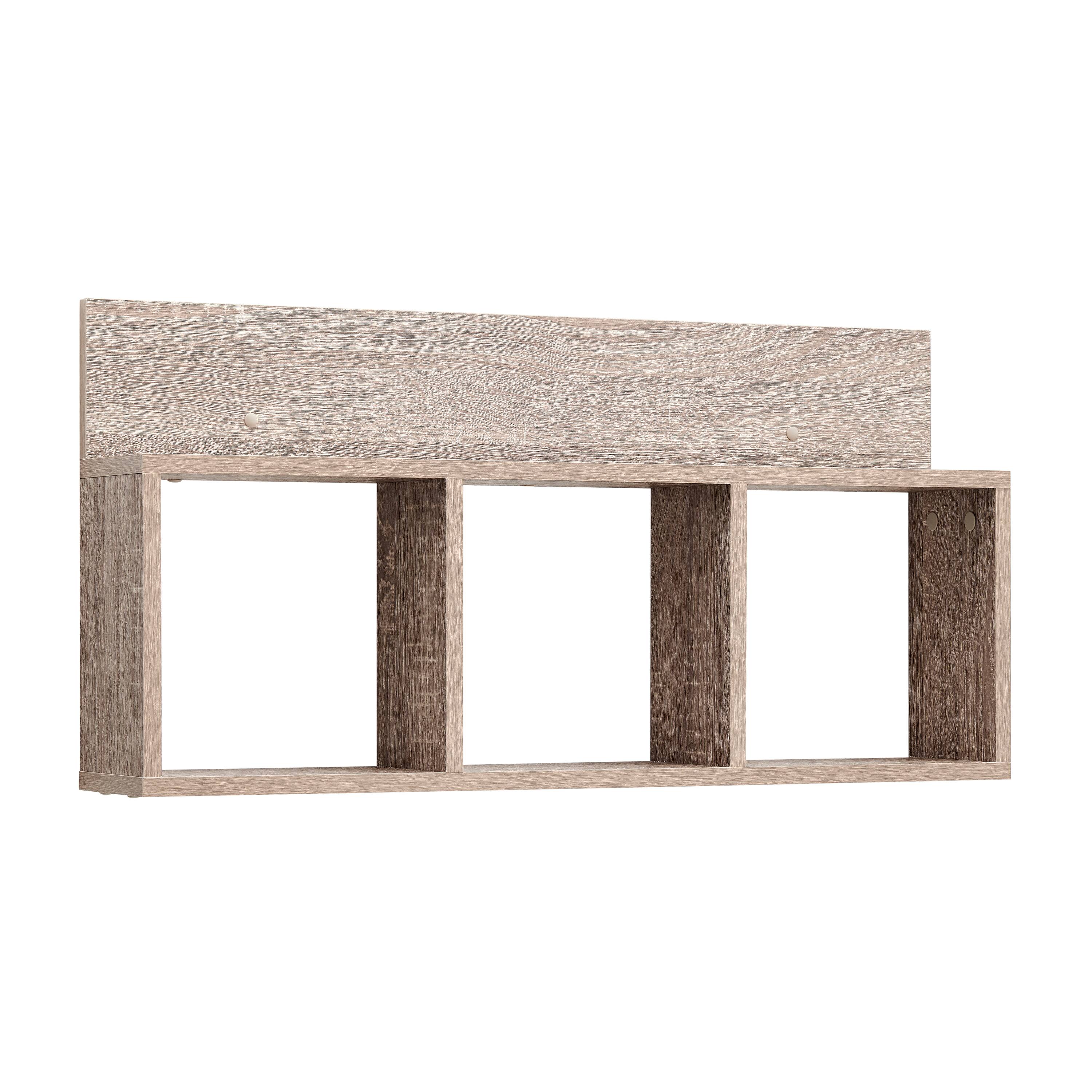 Alt View 5. Danya B - Modern 3 Cube Floating Wall Shelf with Display Ledge - Oak - Weathered Oak.