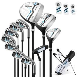 Costway - 12 Pieces Men's Complete Golf Club Set Right Hand Includes 460CC #1 Driver - White