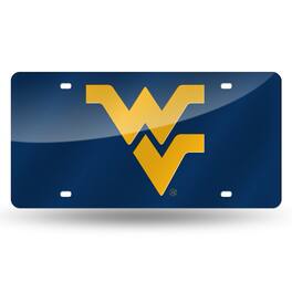 Rico Industries - West Virginia University Mountaineers Blue Mirrored Laser Cut License Plate Laser Tag - Multi