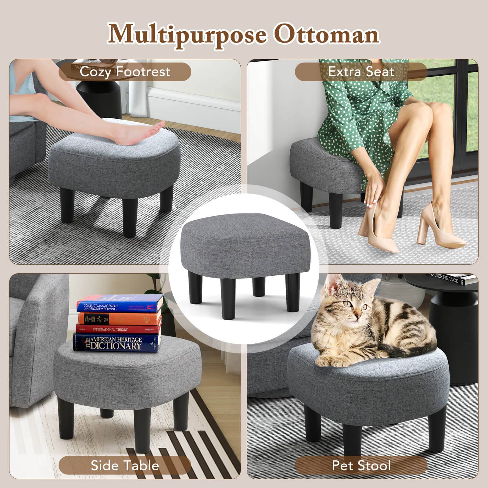 Multipurpose Ottoman Cozy Footrest Extra Seat Side Table Pet Stool