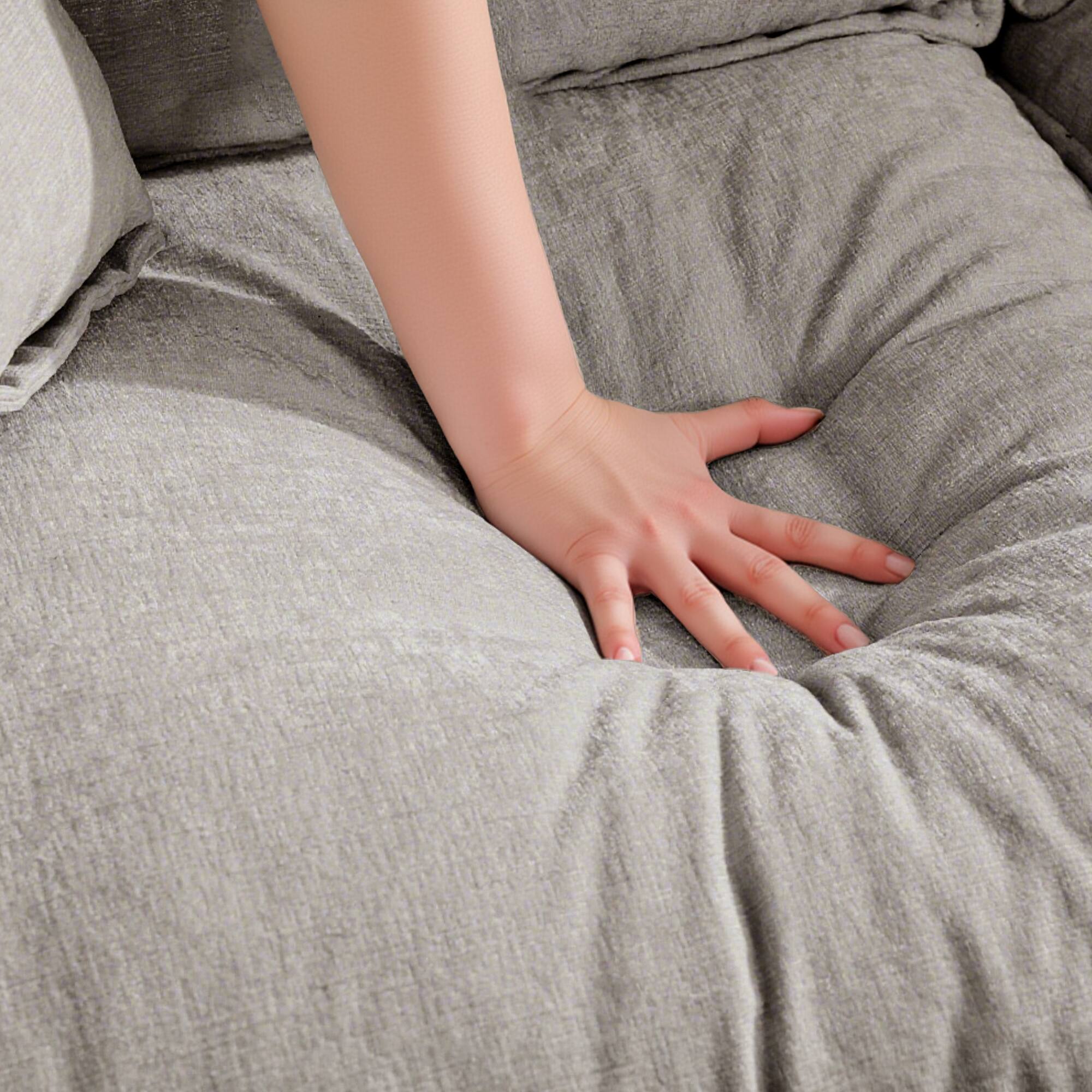 Alt View 1. KERDOM - Furniture 3 Seat Sofa for Living Room, Convertible Chenille Sectional Sofa Couch for Apartment Studio, Free Pillows - Grey.