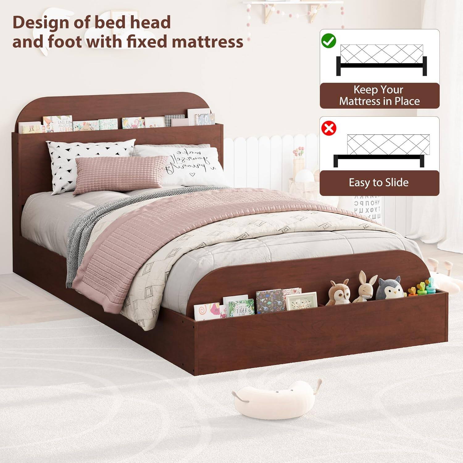 Design of bed head and foot with fixed mattress

Keep Your Mattress in Place

Easy to Slide