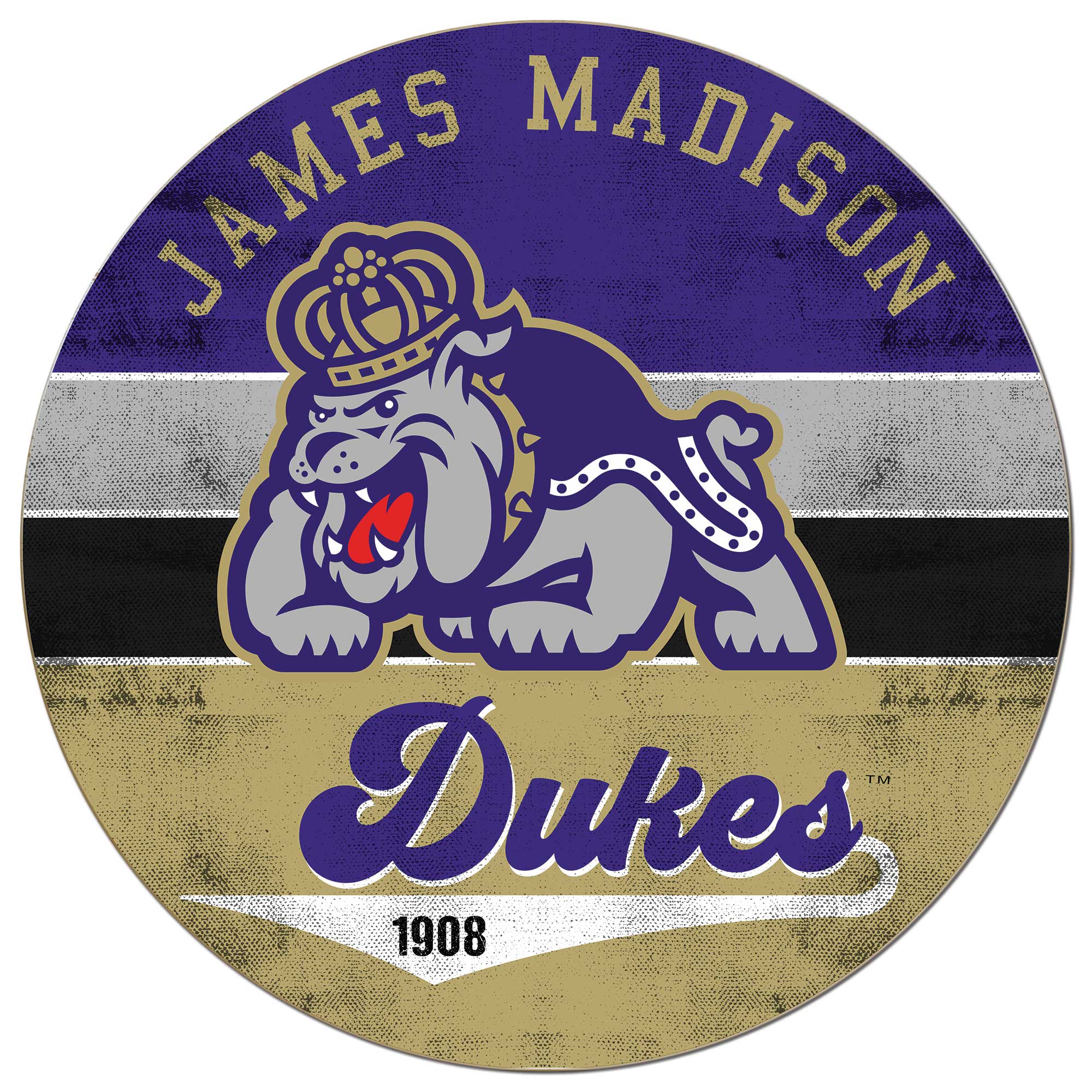 James Madison Dukes 20'' x 20'' Retro Logo Circle Sign