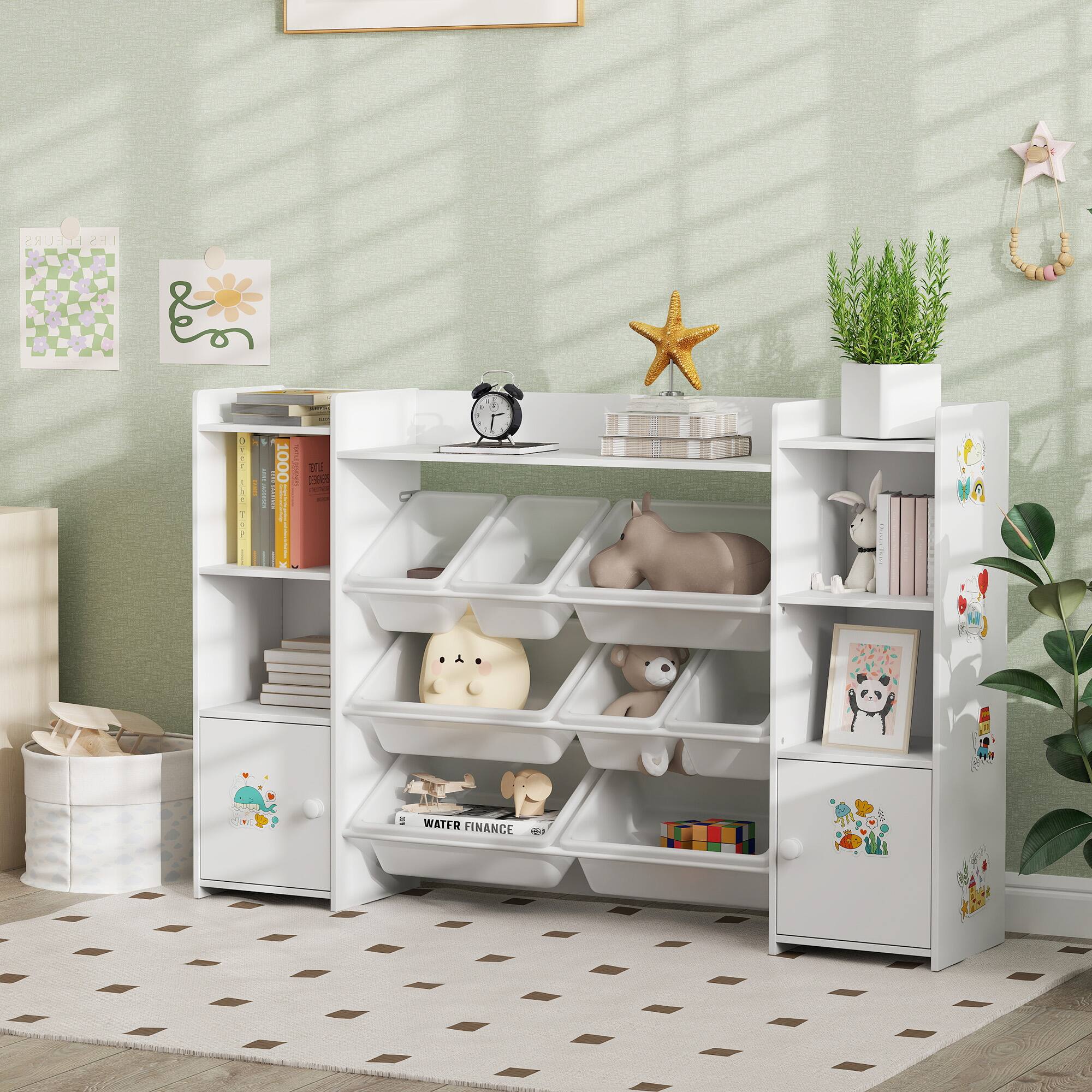 Qaba Toy Organizers and Storage with 8 Removable Storage Bins and