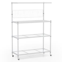 SlickBlue - Mobile 4-Tier Baker’s Rack with Adjustable Storage Shelves - Silver