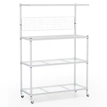 Front. SlickBlue - Mobile 4-Tier Baker’s Rack with Adjustable Storage Shelves - Silver.