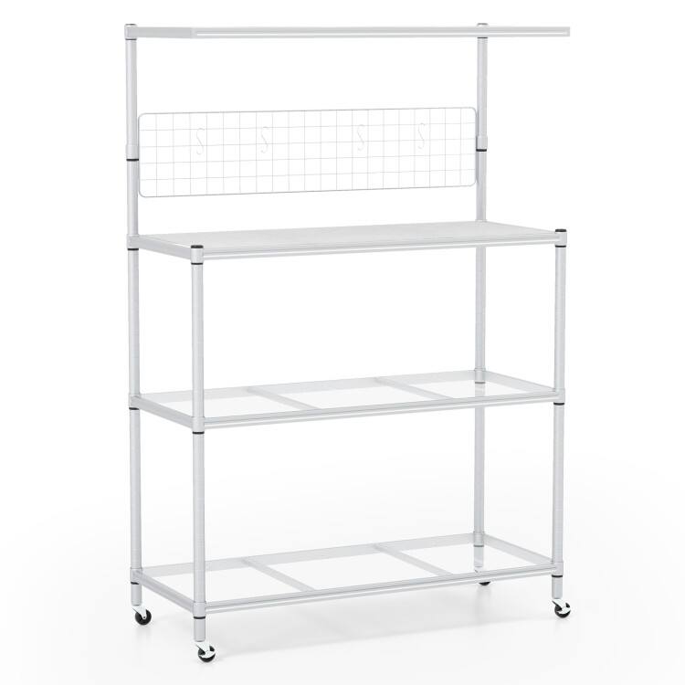 Front. SlickBlue - Mobile 4-Tier Baker’s Rack with Adjustable Storage Shelves - Silver.