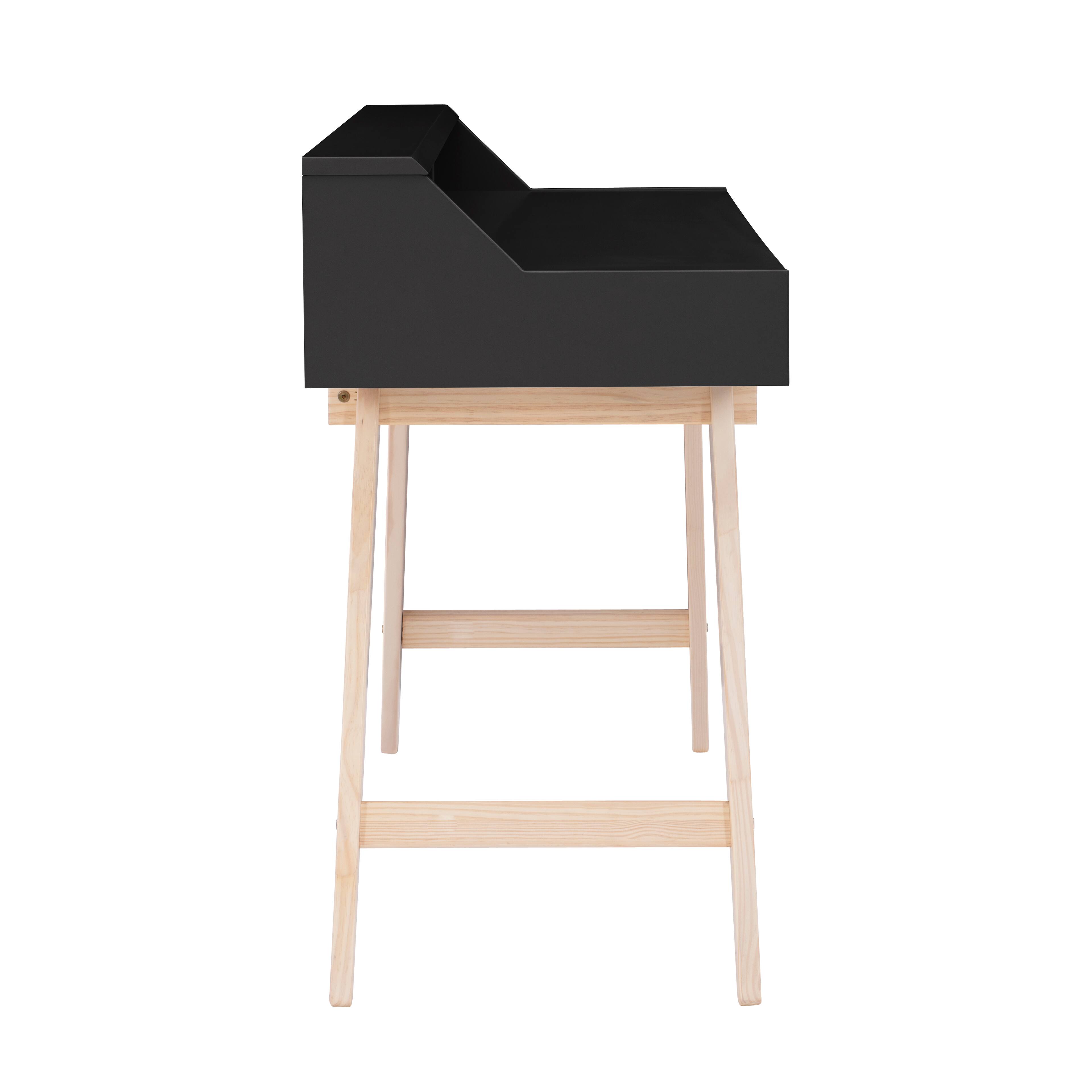 Left Zoom. Linon Home Décor - Stanley Two-Drawer Desk With Hutch Shelf - Natural & Black.