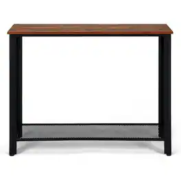 Kadyn - Metal Frame Wood Console Sofa Table with Storage Shelf- Narrow Console Table, Entryway Hall Table with Shelves - Black