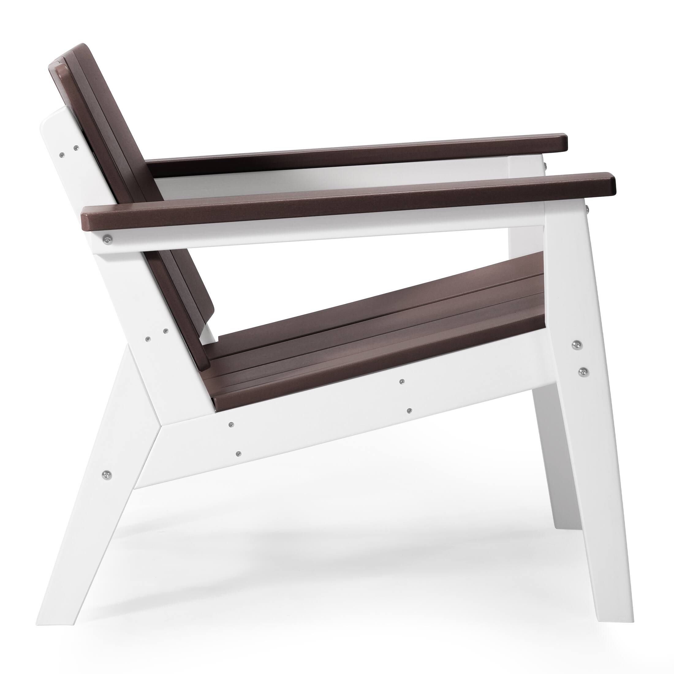 Back. WestinTrends - WestinTrends Pacifica 3-Piece Outdoor HDPE Conversation Set with Deep Seating Chairs and Round Side Table - White/Dark Brown.
