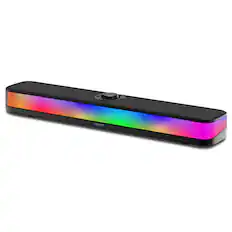 Front. Philips - Wireless Desktop Soundbar With Bluetooth 5.4, RGB Lights, USB Playback, Built-In Mic, Battery, Volume Knob.