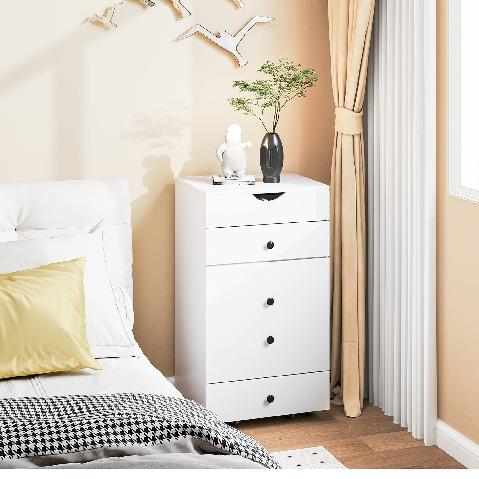 Alt View 1. Gymax - Gymax Vanity Table Set Adjustable Flip-up LED Mirror Large Storage Movable Casters - White.