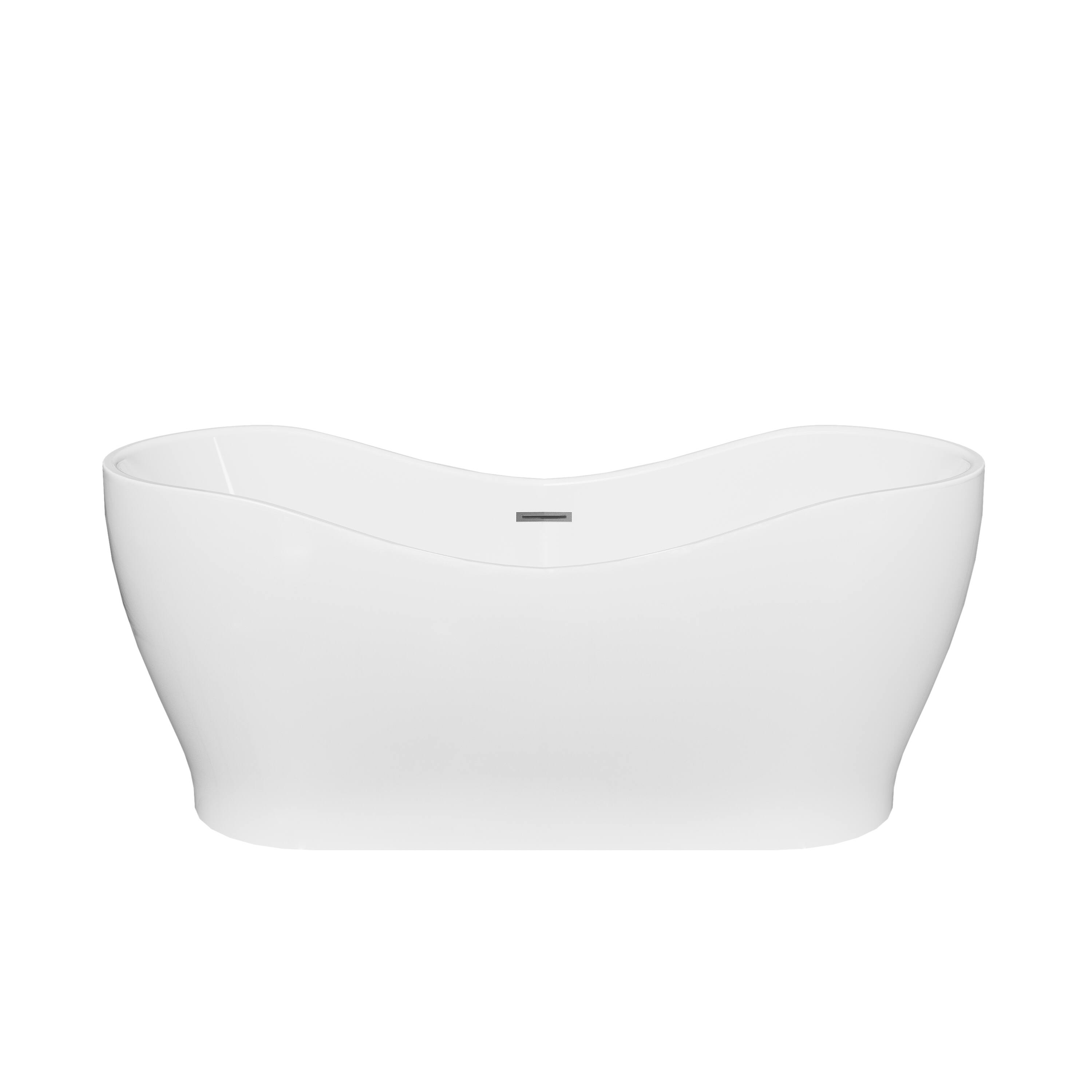 Alt View 10. WELLFOR - Velis 67 in. x 31.5 in. Pure Virgin Acrylic Oval Freestanding Soaking Bathtub with Drain and Overflow - White.
